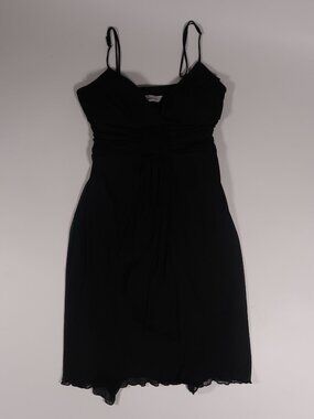 Speechless Black Ruched Cocktail Dress Adjustable Straps Lettuce Hem LBD
